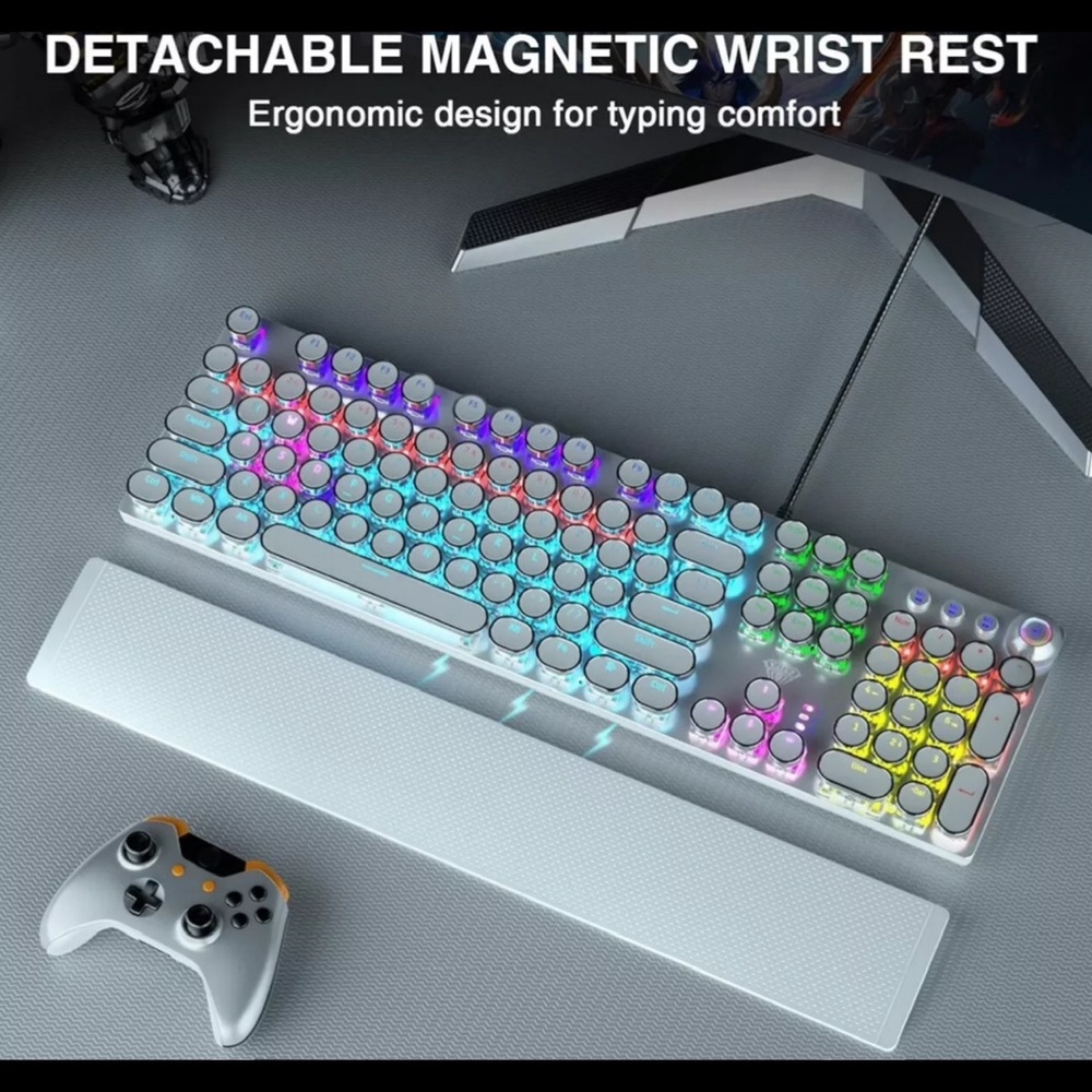 AULA White Gaming Keyboard and Mouse Combo - Picture 2 of 4